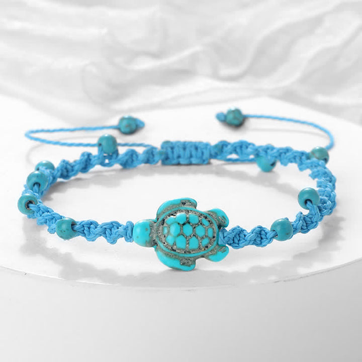 Buddha Stones Türkisfarbenes Armband mit Schildkrötenmotiv und geflochtenem Seil zum Schutz - Himmelblaues Seil - image 16