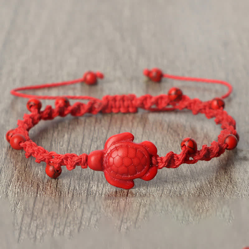 Buddha Stones Türkisfarbenes Armband mit Schildkrötenmotiv und geflochtenem Seil zum Schutz - image 12