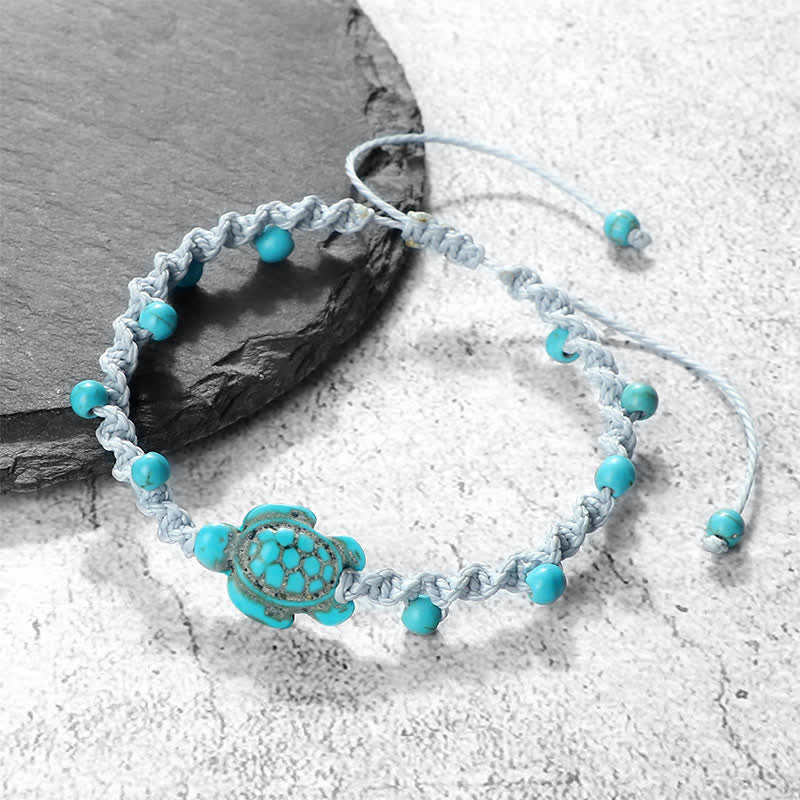 Buddha Stones Türkisfarbenes Armband mit Schildkrötenmotiv und geflochtenem Seil zum Schutz - image 22