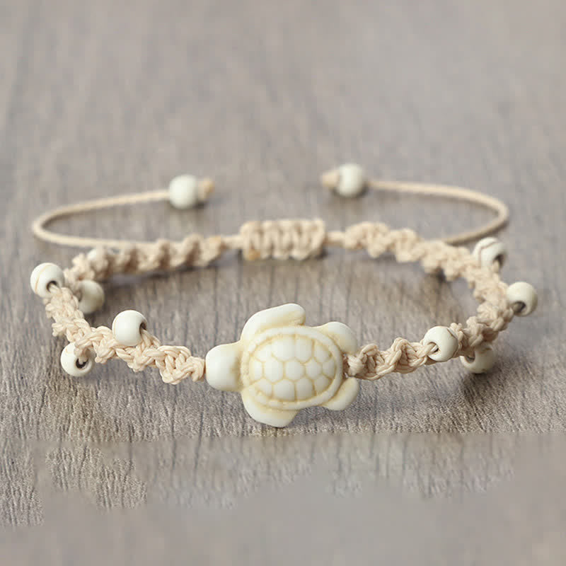 Buddha Stones Türkisfarbenes Armband mit Schildkrötenmotiv und geflochtenem Seil zum Schutz - image 10