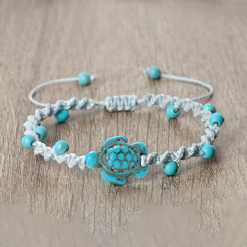 Buddha Stones Türkisfarbenes Armband mit Schildkrötenmotiv und geflochtenem Seil zum Schutz - image 21