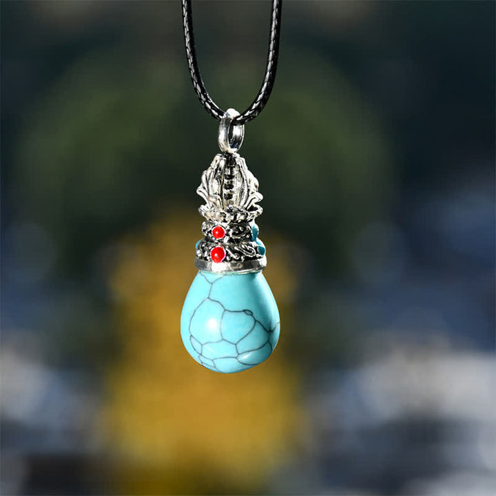 Buddha Stones Natürliche Türkis-Tigeraugen-Weisheitsseil-Halskette - Natürlicher Türkis (Farbe kann variieren) - image 0
