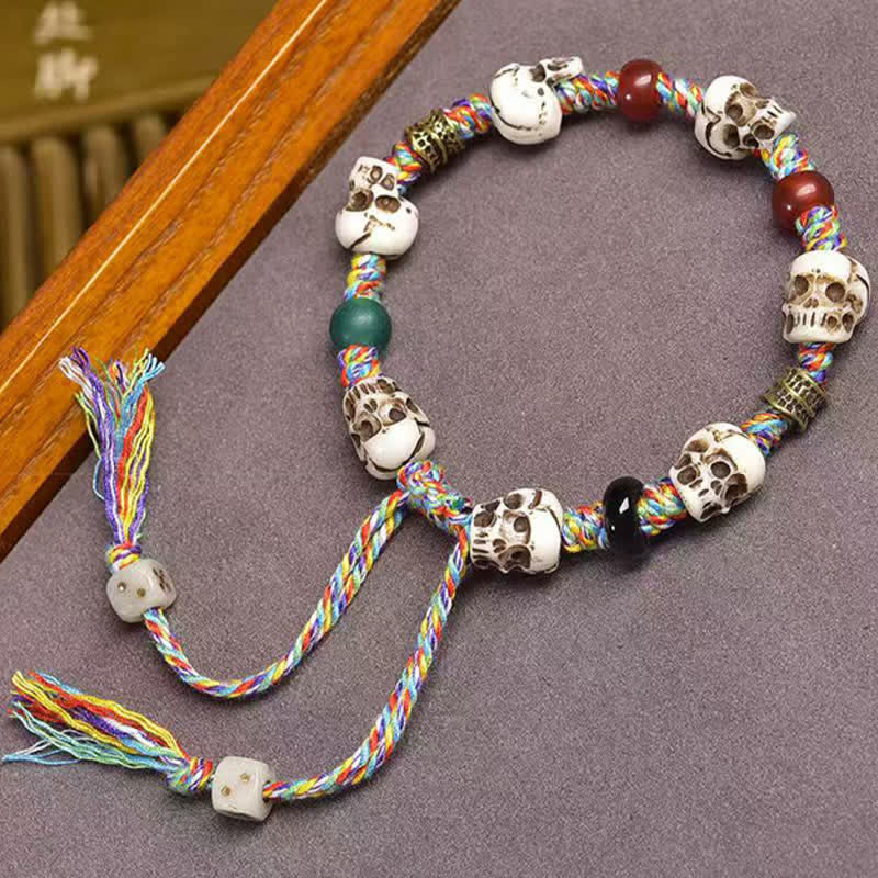 Buddha Stones Knochenperlen-Armband „Der Herr des Leichenwaldes – Neubeginn“ - Buntes Seil (Handgelenkumfang: 17-23 cm) - image 7
