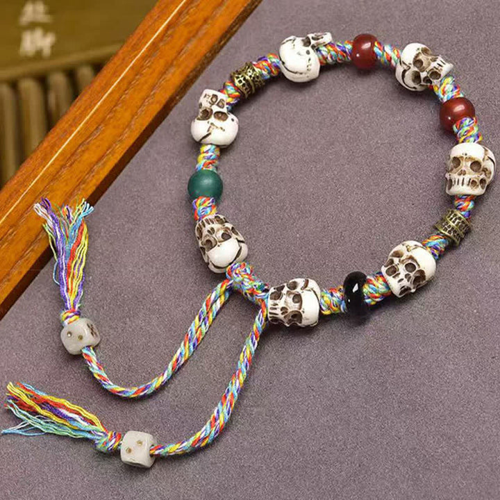 Buddha Stones Knochenperlen-Armband „Der Herr des Leichenwaldes – Neubeginn“ - Buntes Seil (Handgelenkumfang: 17-23 cm) - image 7