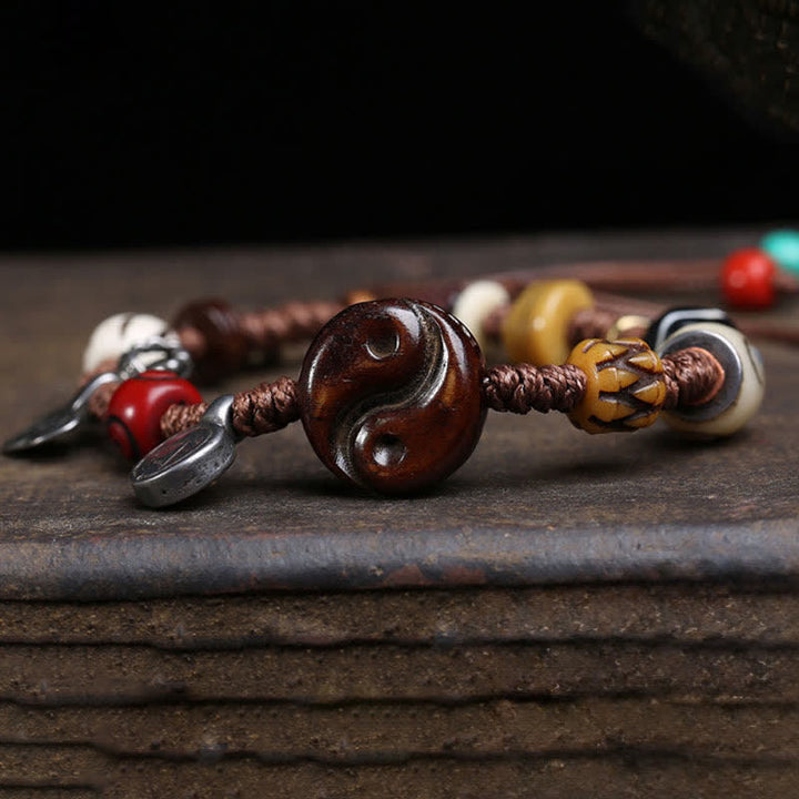 Buddha Stones Knochen Yin Yang Geflochtenes Seil Balance Armband - image 3
