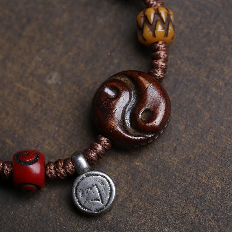 Buddha Stones Knochen Yin Yang Geflochtenes Seil Balance Armband - image 4