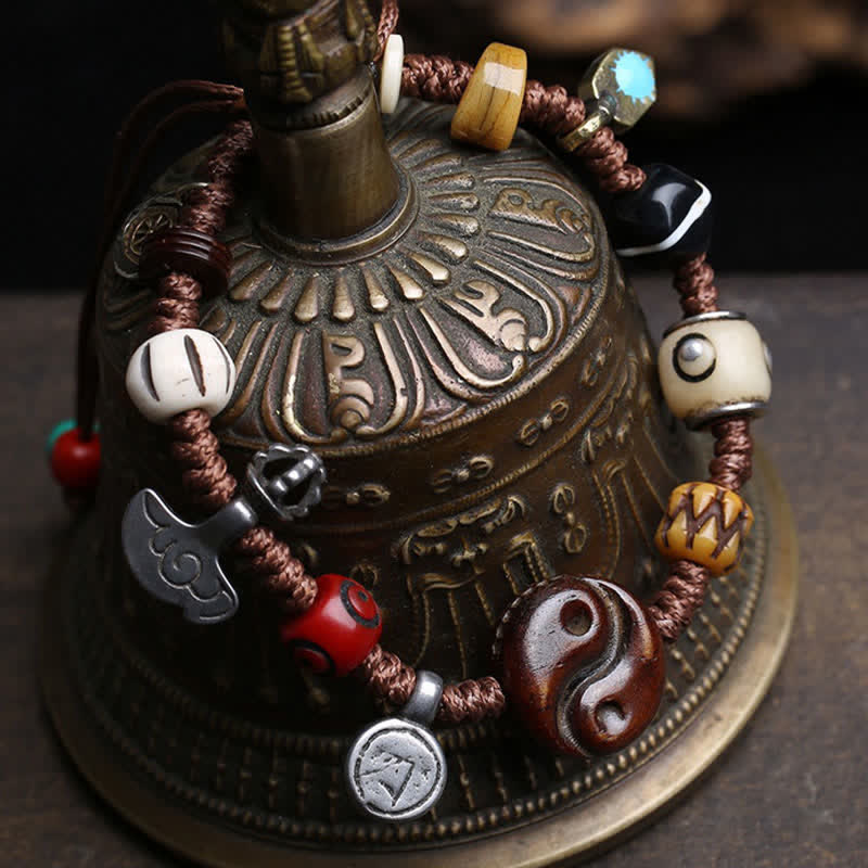 Buddha Stones Knochen Yin Yang Geflochtenes Seil Balance Armband - image 2