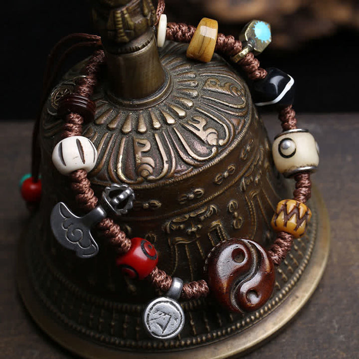 Buddha Stones Knochen Yin Yang Geflochtenes Seil Balance Armband - image 2