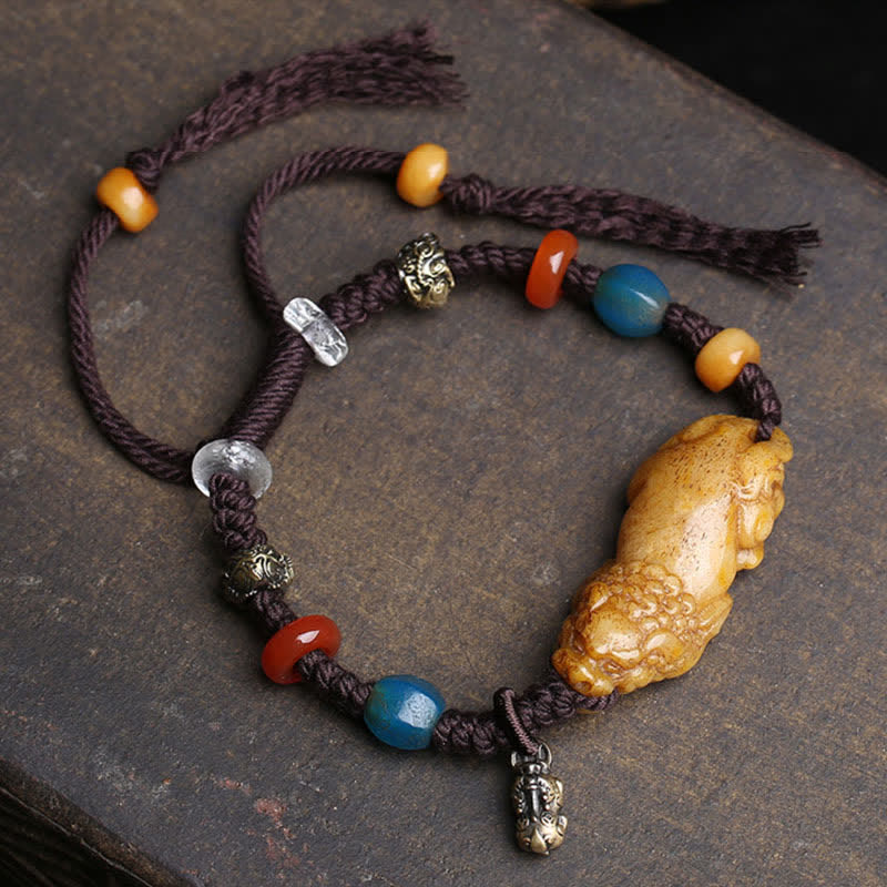 Buddha Stones Knochen PiXiu Geflochtenes Seil Glücksarmband - image 1