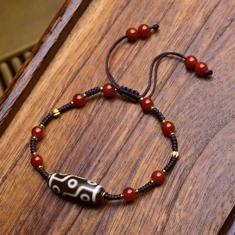 Buddha Stones Dzi-Perlen, Armband aus geflochtenem rotem Achat, Schutzarmband aus Süd-Rot-Achat - Südlicher roter Achat (Handgelenkumfang: 17-23 cm) - image 1