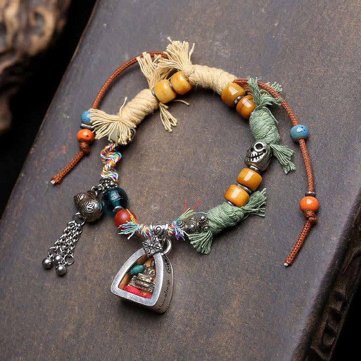Buddha Stones Kupfernes Buddha-Amitabha-Armband aus geflochtenem Seil – ein Symbol der Gelassenheit - Buntes Seil (Handgelenkumfang: 17-23 cm) - image 6