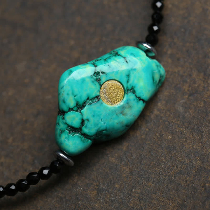 Buddha Stones Halskette aus schwarzen Spinell-Türkis-Perlen - image 2