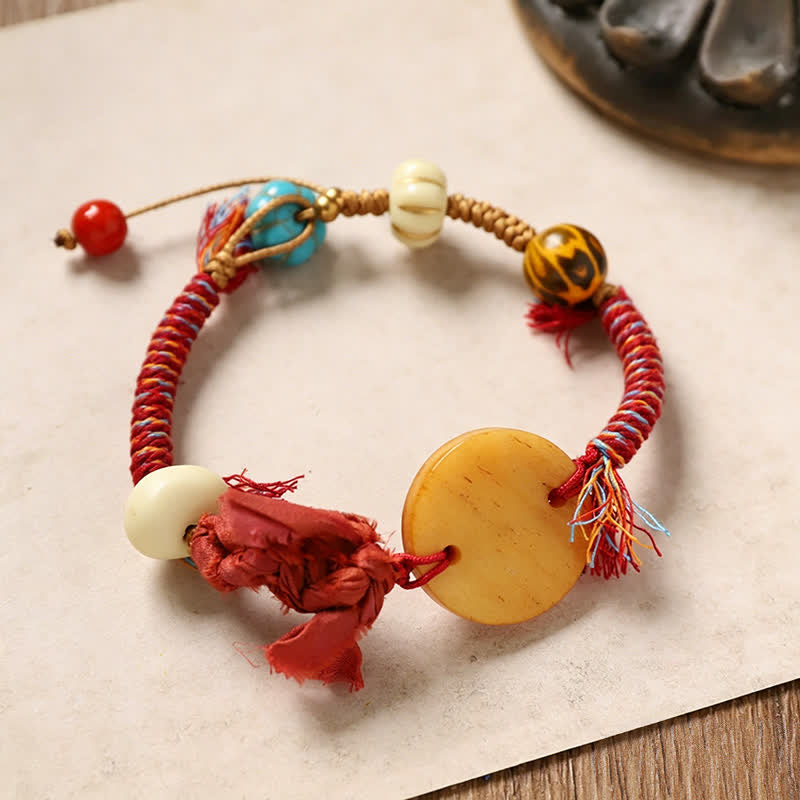 Buddha Stones Friedensarmband mit Knochen-Fu-Motiv - Runder Knochen (Handgelenkumfang: 20-22 cm) - image 0