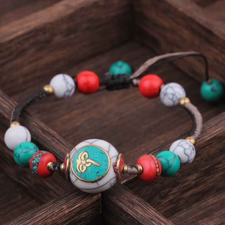 Buddha Stones Türkis-Bernstein-Liebesarmband aus geflochtenem Seil aus Tibet - Rundes türkisfarbenes, schwarz-weißes Seil (Handgelenkumfang: 15-21 cm) - image 13