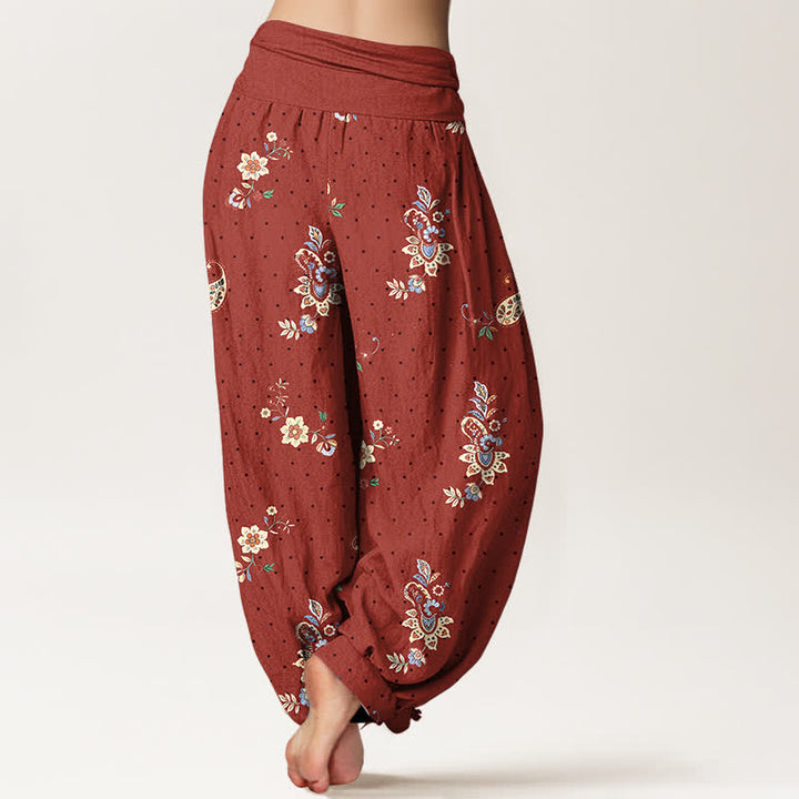 Buddha Stones Damen-Haremshose aus reiner Baumwolle mit Boho-Paisley-Blumenmuster und elastischem Bund - image 6