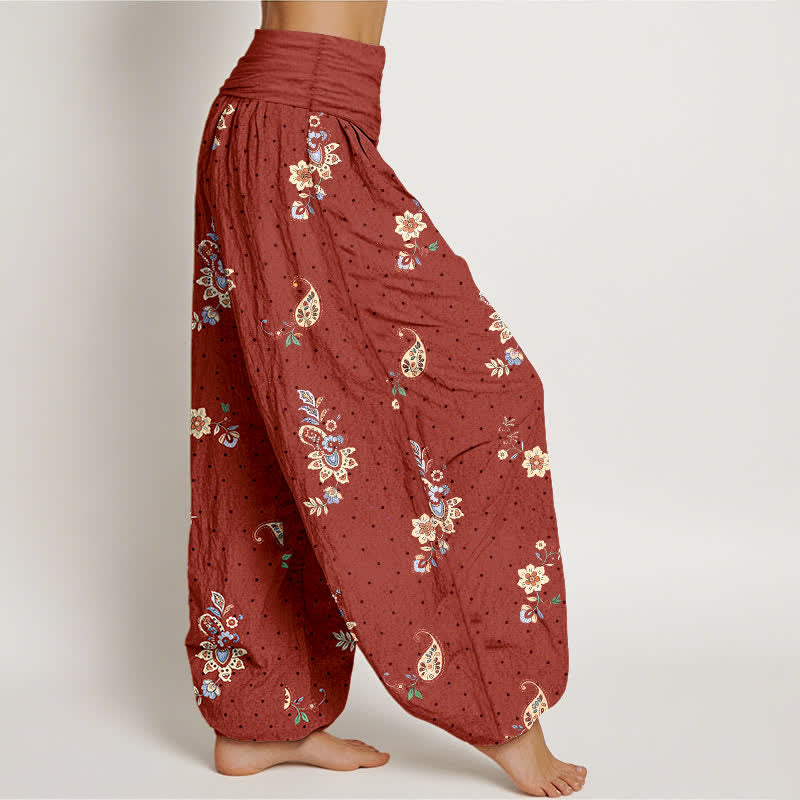 Buddha Stones Damen-Haremshose aus reiner Baumwolle mit Boho-Paisley-Blumenmuster und elastischem Bund - image 7