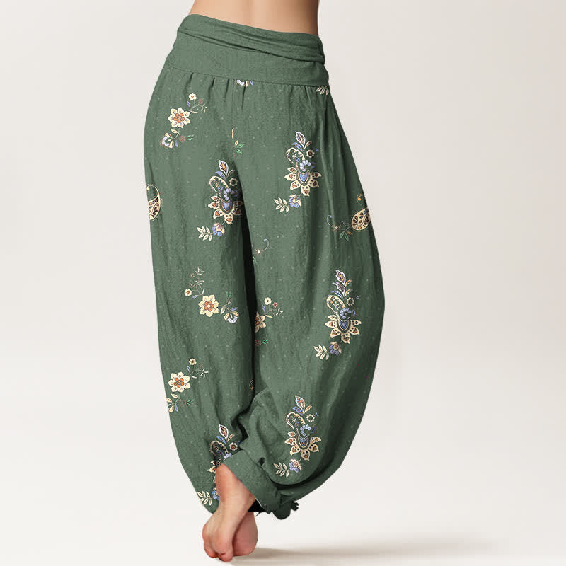 Buddha Stones Damen-Haremshose aus reiner Baumwolle mit Boho-Paisley-Blumenmuster und elastischem Bund - image 9