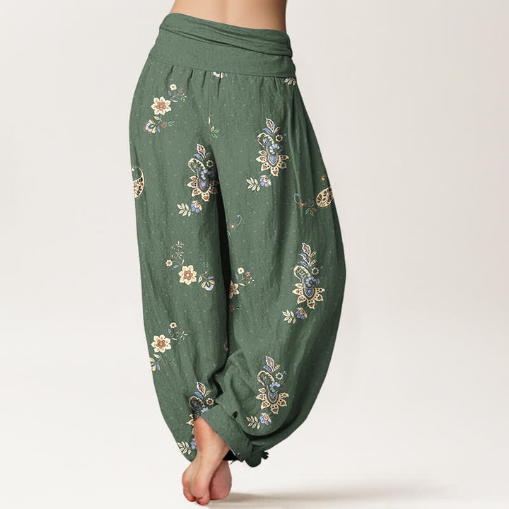 Buddha Stones Damen-Haremshose aus reiner Baumwolle mit Boho-Paisley-Blumenmuster und elastischem Bund - image 9