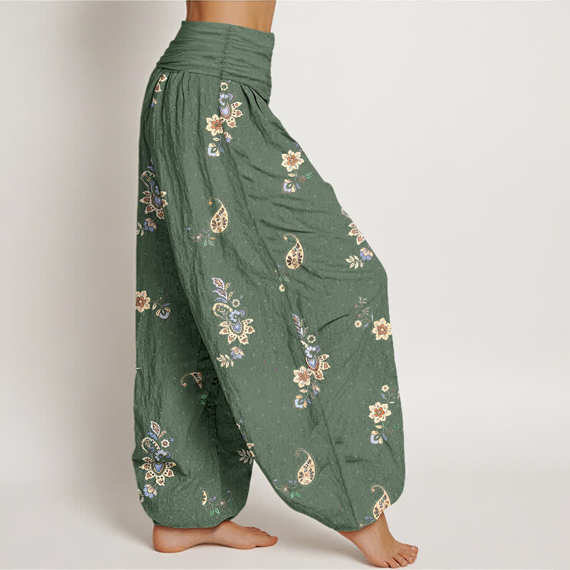 Buddha Stones Damen-Haremshose aus reiner Baumwolle mit Boho-Paisley-Blumenmuster und elastischem Bund - image 10