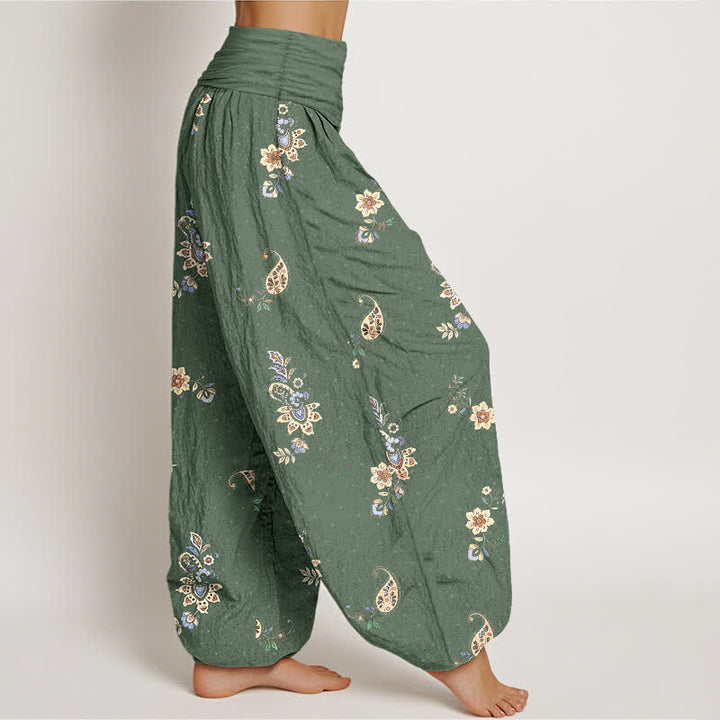 Buddha Stones Damen-Haremshose aus reiner Baumwolle mit Boho-Paisley-Blumenmuster und elastischem Bund - image 10