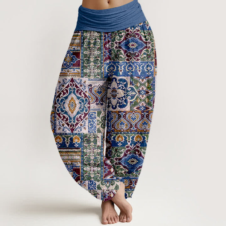 Buddha Stones Baumwoll-Haremshose mit olivgrünem Mosaikmuster und elastischem Bund für Damen - Königsblau - US16, UK/AU20, EU48 (3XL) - image 8