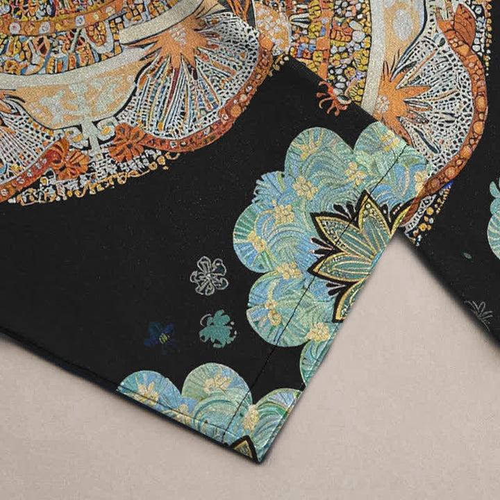Buddha Stones Herrenhose aus reiner Baumwolle mit Mandala-Blumenmuster, schmal zulaufendem Schnitt und Taschen - image 3
