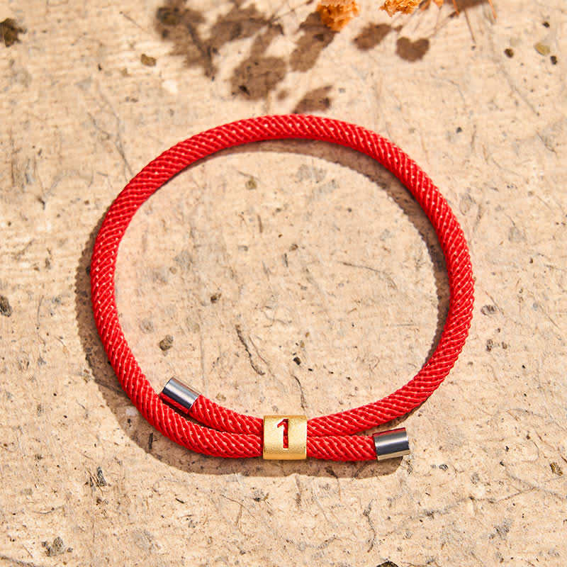 Buddha Stones Armband mit verstellbarer Schnur und einstelligen Engelszahlen zum Schutz - Rotes Seil (Handgelenkumfang: 15-23 cm) - 1 - image 4