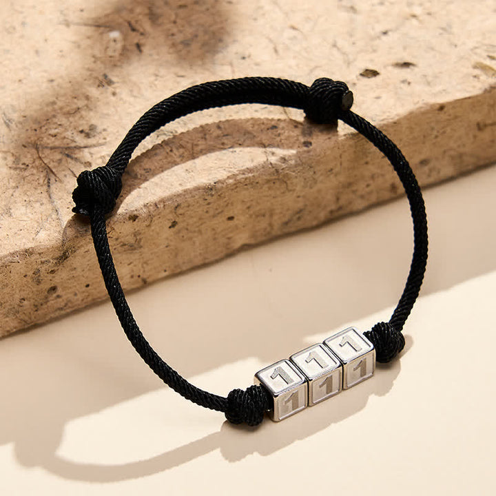 Buddha Stones Titanstahl 000-999 Engelszahlen Verstellbares schwarzes Armband mit Glaubensmotiv - image 7
