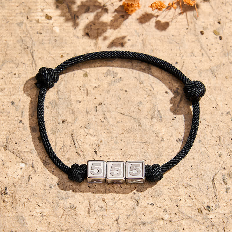 Buddha Stones Titanstahl 000-999 Engelszahlen Verstellbares schwarzes Armband mit Glaubensmotiv - Schwarzes Seil (Handgelenkumfang: 15-23 cm) - 555 - image 17
