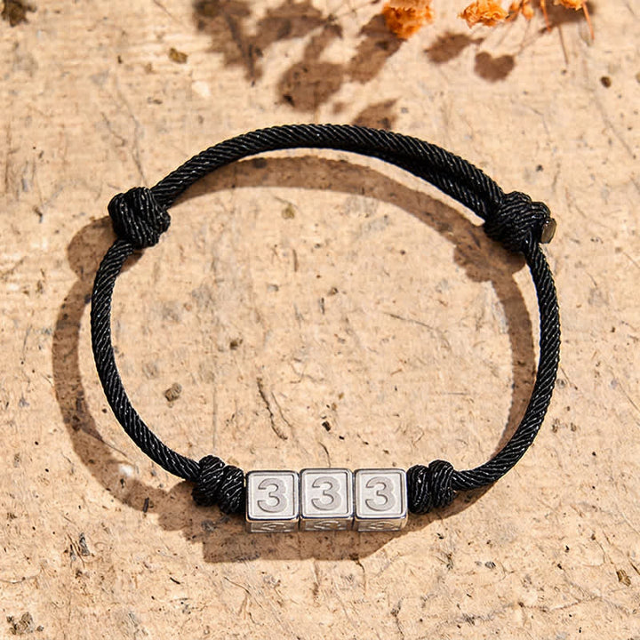 Buddha Stones Titanstahl 000-999 Engelszahlen Verstellbares schwarzes Armband mit Glaubensmotiv - Schwarzes Seil (Handgelenkumfang: 15-23 cm) - 333 - image 11