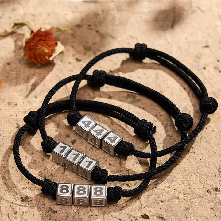 Buddha Stones Titanstahl 000-999 Engelszahlen Verstellbares schwarzes Armband mit Glaubensmotiv - image 32