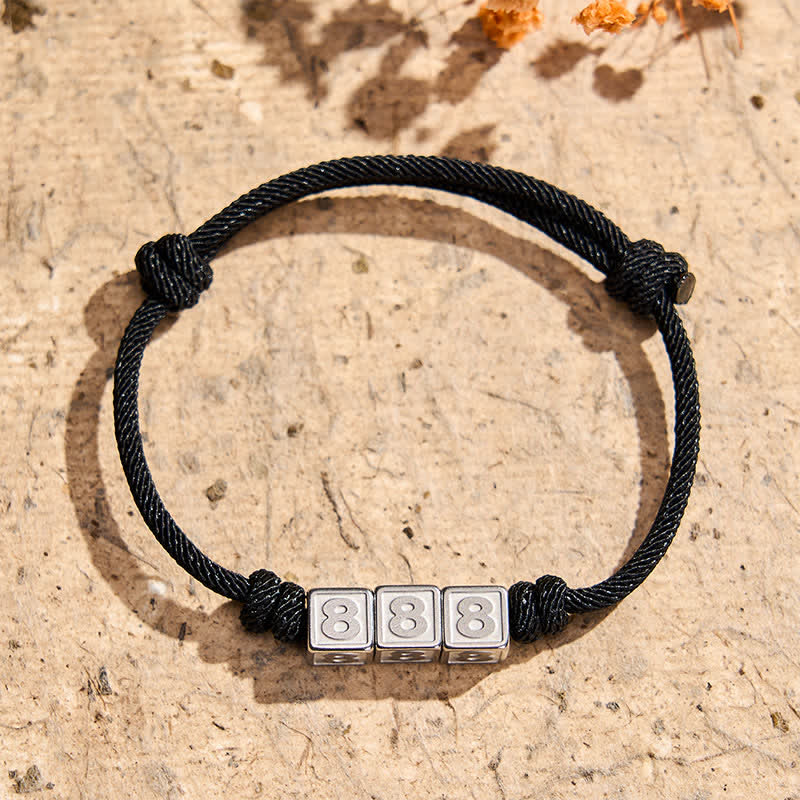 Buddha Stones Titanstahl 000-999 Engelszahlen Verstellbares schwarzes Armband mit Glaubensmotiv - Schwarzes Seil (Handgelenkumfang: 15-23 cm) - 888 - image 25