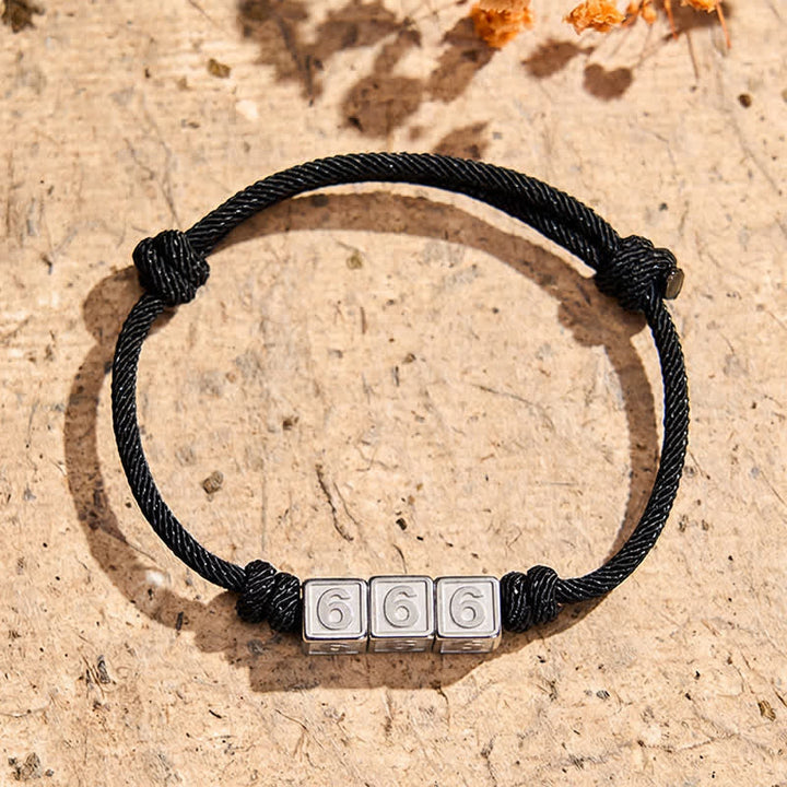 Buddha Stones Titanstahl 000-999 Engelszahlen Verstellbares schwarzes Armband mit Glaubensmotiv - Schwarzes Seil (Handgelenkumfang: 15-23 cm) - 666 - image 21