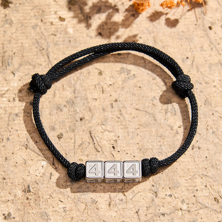 Buddha Stones Titanstahl 000-999 Engelszahlen Verstellbares schwarzes Armband mit Glaubensmotiv - Schwarzes Seil (Handgelenkumfang: 15-23 cm) - 444 - image 13