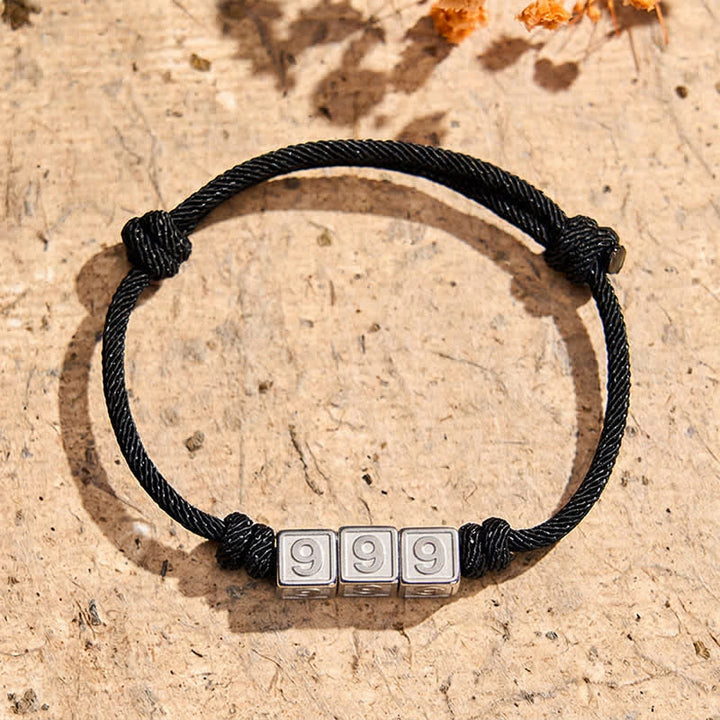 Buddha Stones Titanstahl 000-999 Engelszahlen Verstellbares schwarzes Armband mit Glaubensmotiv - Schwarzes Seil (Handgelenkumfang: 15-23 cm) - 999 - image 30