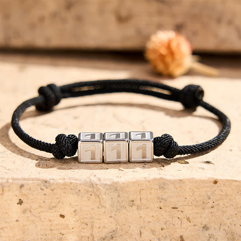 Buddha Stones Titanstahl 000-999 Engelszahlen Verstellbares schwarzes Armband mit Glaubensmotiv - image 6