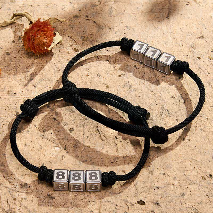 Buddha Stones Titanstahl 000-999 Engelszahlen Verstellbares schwarzes Armband mit Glaubensmotiv - image 0