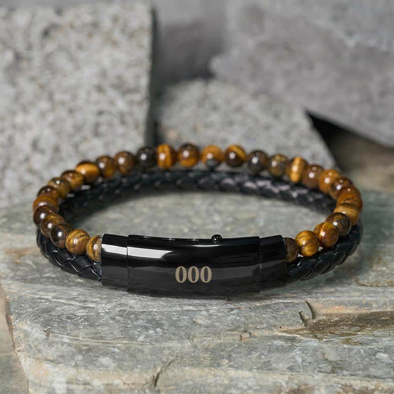 Buddha Stones Tigerauge Engelszahlen Doppelt gewickeltes Lederarmband Glauben - Tigerauge (Handgelenkumfang: 18-19 cm) - 000 - image 39
