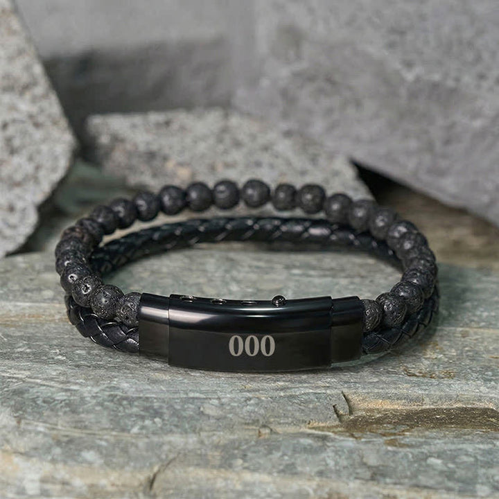 Buddha Stones Lavastein-Engelszahlen-Doppelwickel-Lederarmband - image 5
