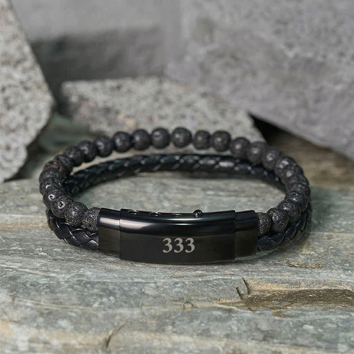 Buddha Stones Lavastein-Engelszahlen-Doppelwickel-Lederarmband - image 20