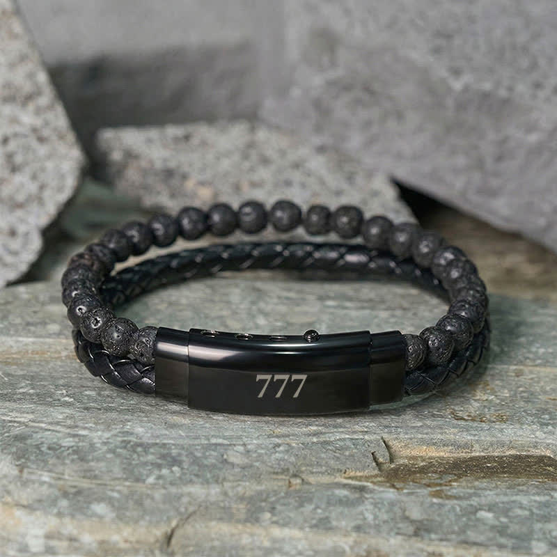 Buddha Stones Lavastein-Engelszahlen-Doppelwickel-Lederarmband - image 36