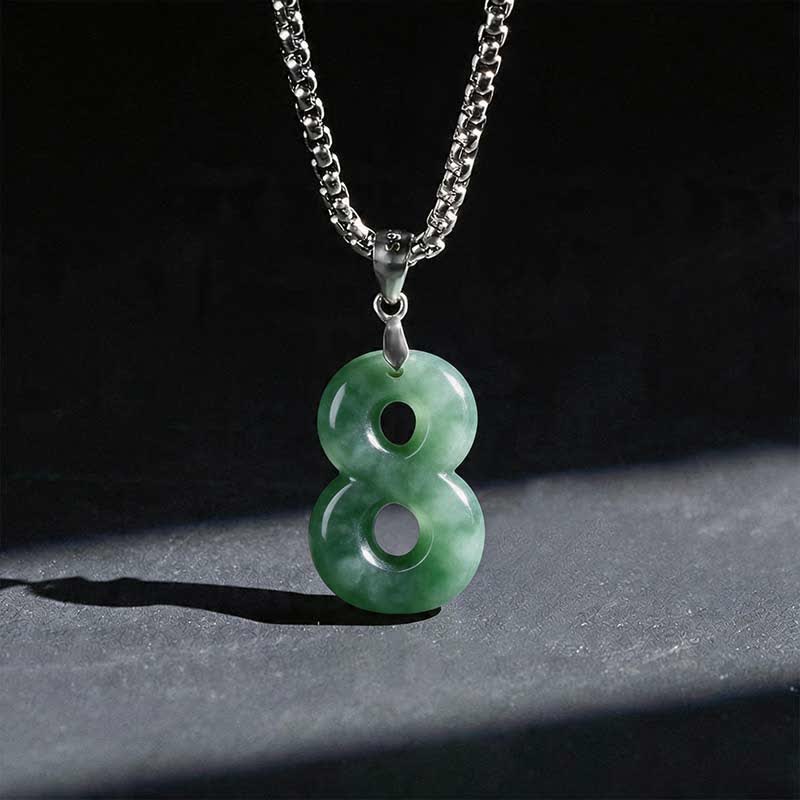 Buddha Stones Halskettenanhänger aus Jade, Titanstahl und Engelszahlen 0-9 – Symbol für Wohlstand - 8 - image 34