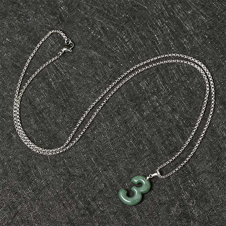 Buddha Stones Halskettenanhänger aus Jade, Titanstahl und Engelszahlen 0-9 – Symbol für Wohlstand - image 16