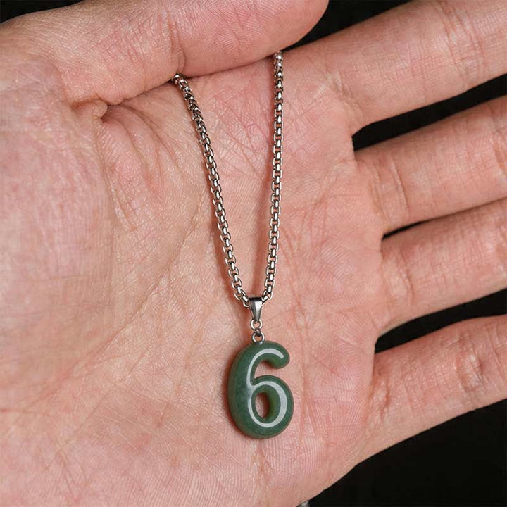 Buddha Stones Halskettenanhänger aus Jade, Titanstahl und Engelszahlen 0-9 – Symbol für Wohlstand - image 29