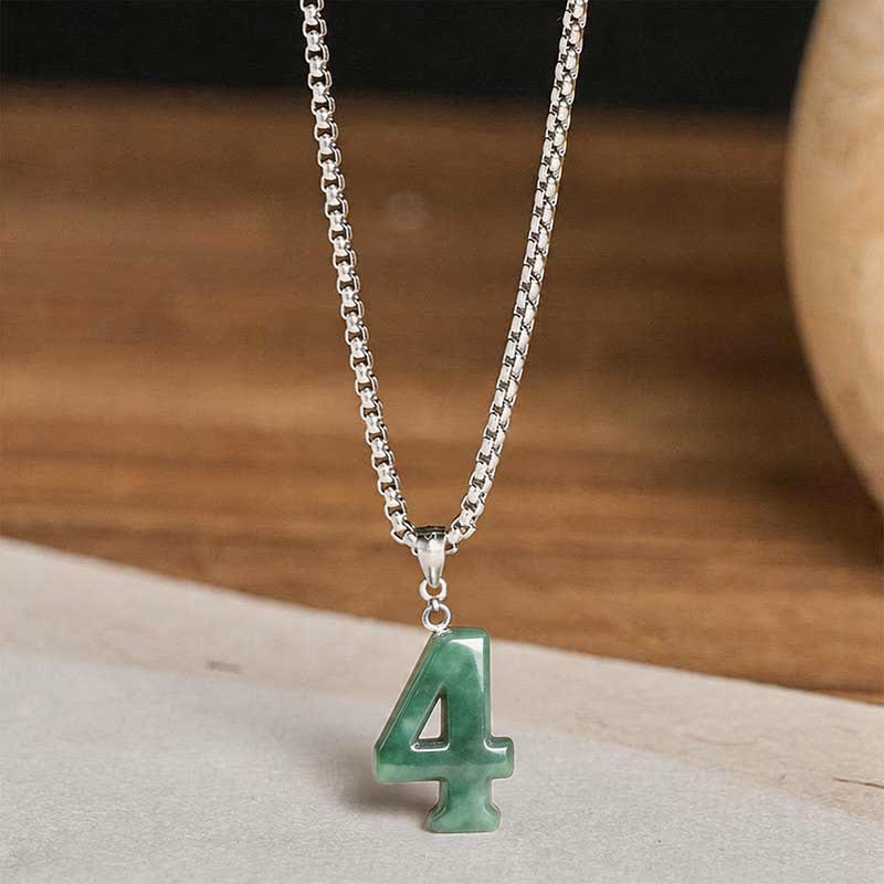 Buddha Stones Halskettenanhänger aus Jade, Titanstahl und Engelszahlen 0-9 – Symbol für Wohlstand - image 19