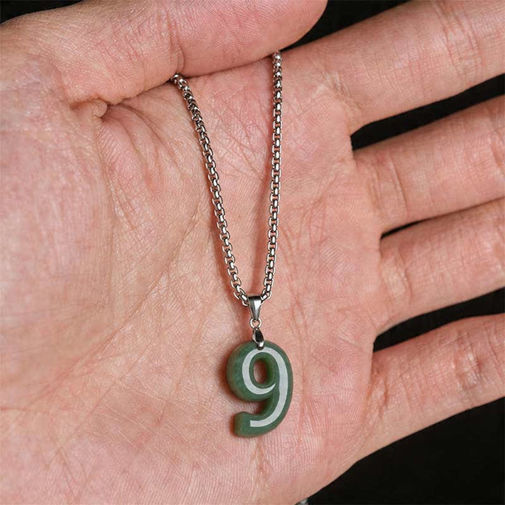 Buddha Stones Halskettenanhänger aus Jade, Titanstahl und Engelszahlen 0-9 – Symbol für Wohlstand - image 41
