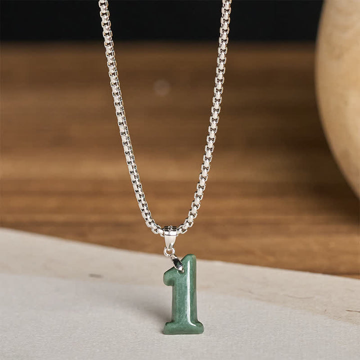 Buddha Stones Halskettenanhänger aus Jade, Titanstahl und Engelszahlen 0-9 – Symbol für Wohlstand - image 2