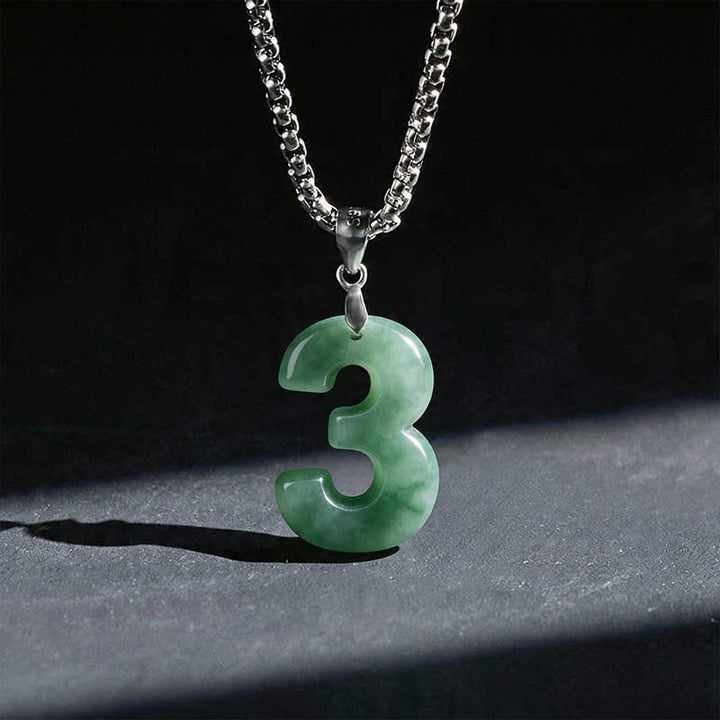 Buddha Stones Halskettenanhänger aus Jade, Titanstahl und Engelszahlen 0-9 – Symbol für Wohlstand - 3 - image 14