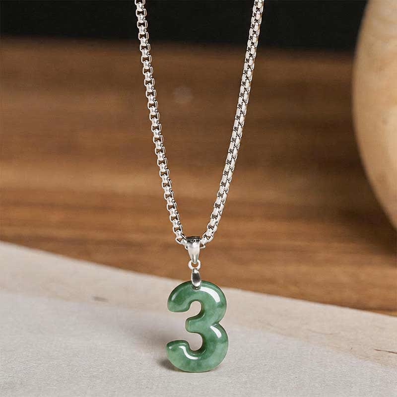 Buddha Stones Halskettenanhänger aus Jade, Titanstahl und Engelszahlen 0-9 – Symbol für Wohlstand - image 15