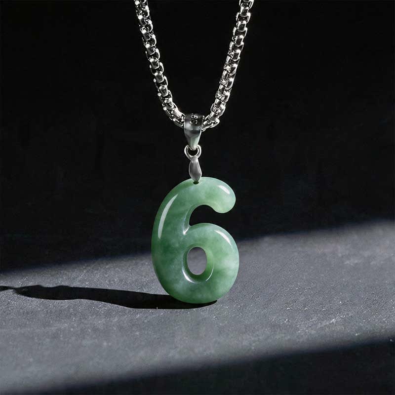 Buddha Stones Halskettenanhänger aus Jade, Titanstahl und Engelszahlen 0-9 – Symbol für Wohlstand - 6 - image 26